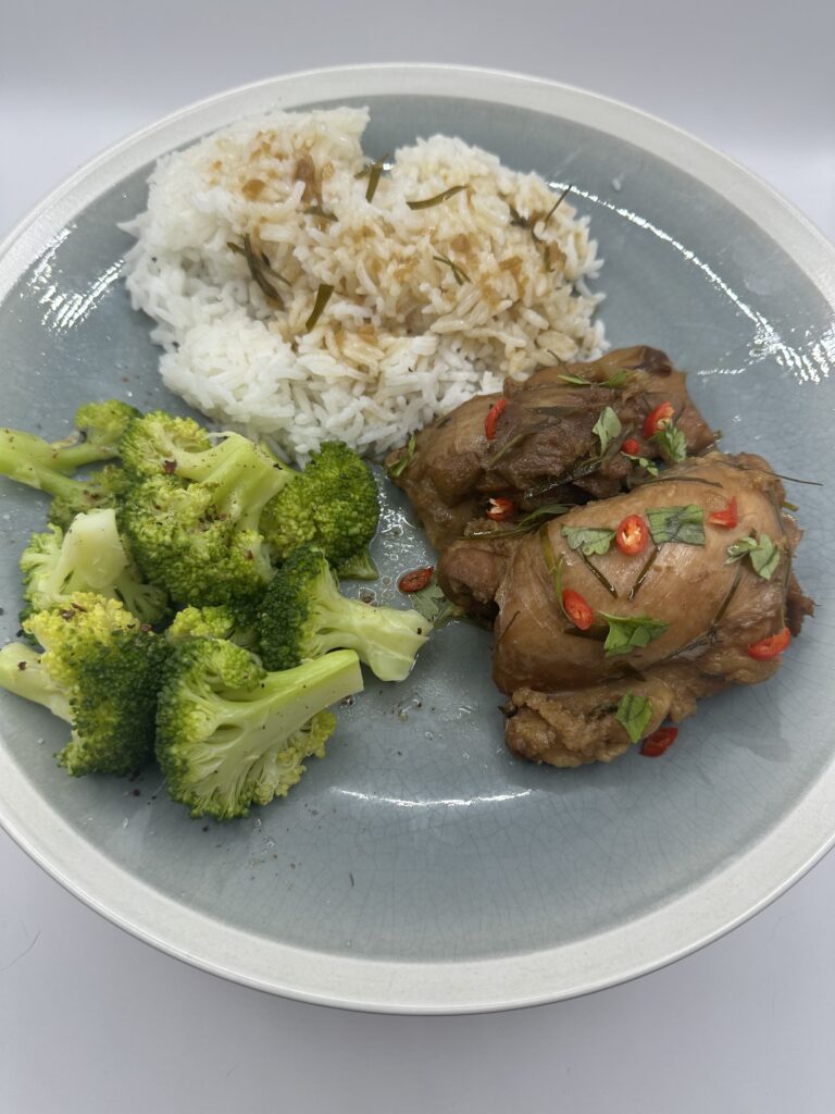 Baked Asian Chicken Thighs, Soy and Ginger