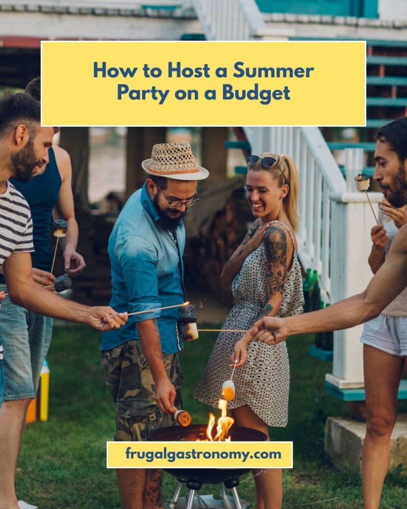 Six people gathered around a small fire pit, making smores.