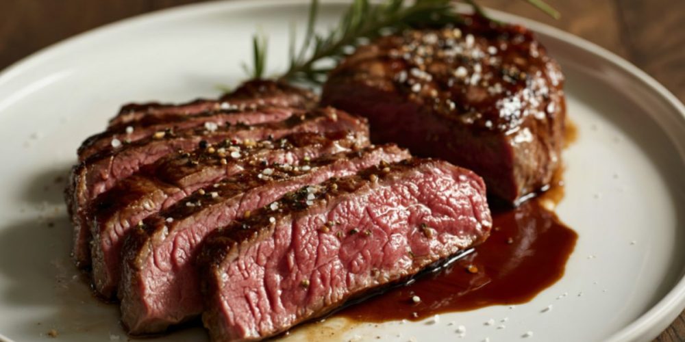 A plate of medium rare steak. Browning meat is an excellent way to make ingredients taste better.